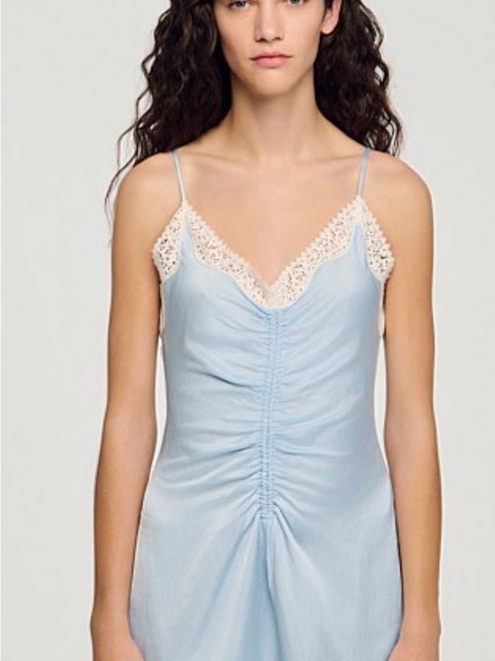 Sandro gaiana Blue Lace-Trim Slip Dress - Picture 3 of 6